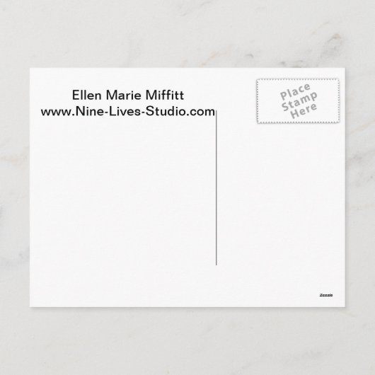 クリスマスのリース猫、Sumi-e シーズンポストカード (裏面)