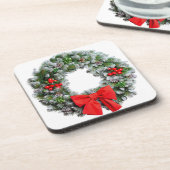 クリスマスのリース コースター (左側)