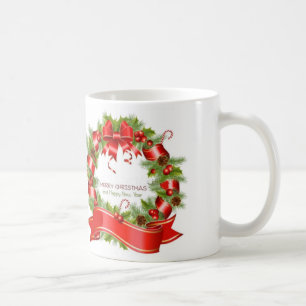 クリスマスのリース コーヒーマグカップ