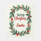 クリスマスのリース フリースブランケット (正面)