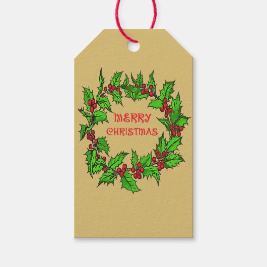 クリスマスのリース ベリーのモリモリリース ギフトタグ (正面)