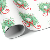 クリスマスのリース ラッピングペーパー (ロールコーナー)