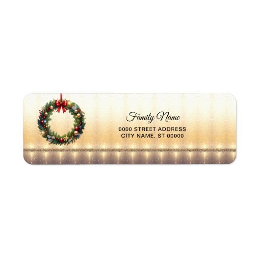 クリスマスのリース 祝祭の季節のリターンアドレス ラベル (正面)