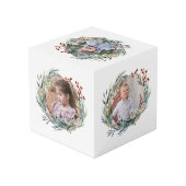 クリスマスのリース、離れ緑のと果実の写真 フォトキューブ (裏面アングル)