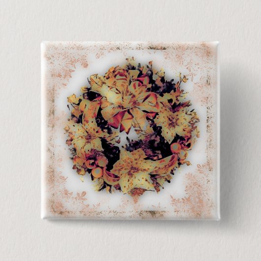 クリスマスのリース#3 缶バッジ (正面)