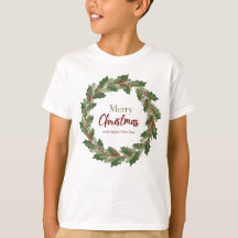 クリスマスのリースTシャツ子供用