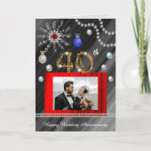 クリスマスのルビー結婚40周年記念 | 2枚の写真 カード (正面)