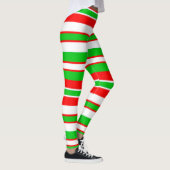 クリスマスのレギンスかクリスマスのストライプなパターン レギンス (右)