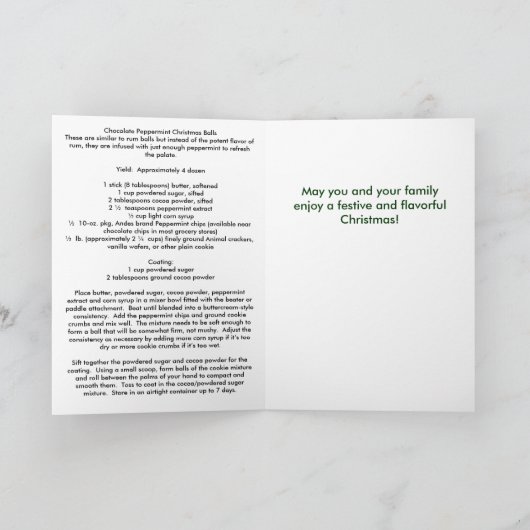 クリスマスのレシピの挨拶状 シーズンカード (内部)