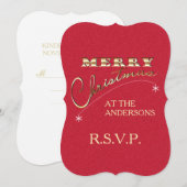 クリスマスのレトロなオーナメント - RSVP 招待状 (正面/裏面)