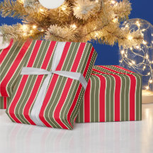 クリスマスのレトロな赤とシダグリーンのストライプ エレガント