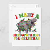 クリスマスのレトロにカバがおもしろい欲しい ポストカード (正面/裏面)