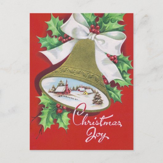 クリスマスのレトロベルの休日はがき シーズンポストカード (正面)