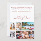 クリスマスのレビューで赤い弓の写真コラージュ年 シーズンカード (裏面)