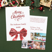 クリスマスのレビューで赤い弓の写真コラージュ年 シーズンカード