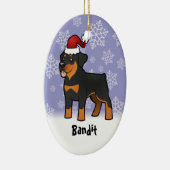 クリスマスのロットワイラー(あなたのペットネームを加えて下さい) セラミックオーナメント (右)