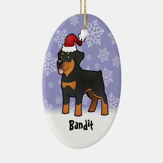 クリスマスのロットワイラー(あなたのペットネームを加えて下さい) セラミックオーナメント (右)