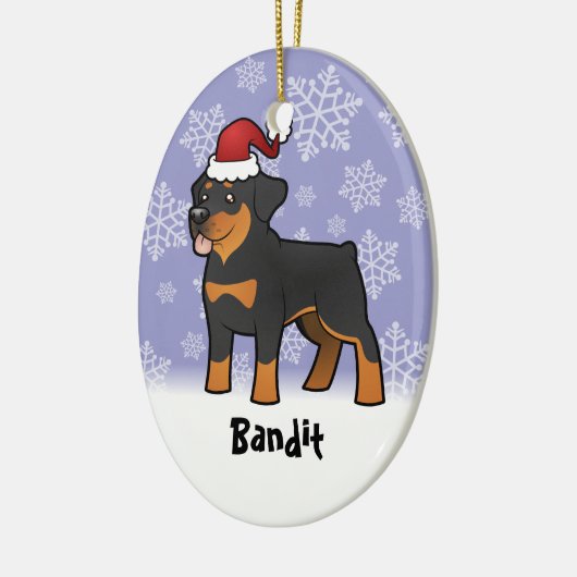 クリスマスのロットワイラー(あなたのペットネームを加えて下さい) セラミックオーナメント (左)