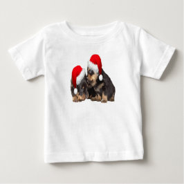 クリスマスのロットワイラー クリスマス+ハット ベビーTシャツ