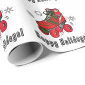 クリスマスのローラースケート: 幸せな休日 ラッピングペーパー (ロールコーナー)