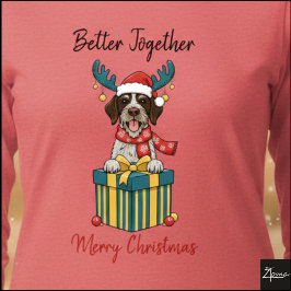 クリスマスのワイアーヘアード・ポインター・レインディアギフト グラフィック トライブレンドTシャツ