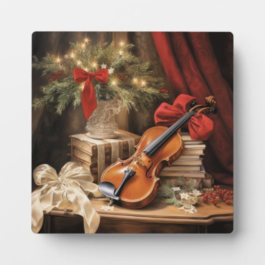 クリスマスのヴァイオリンの音楽 フォトプラーク (正面)