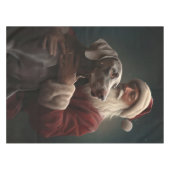 クリスマスのヴァイマラナーとサンタクロース テーブルクロス (正面(横))
