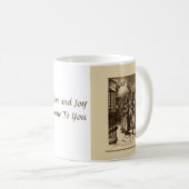 クリスマスのヴィンテージのキャロルの歌手、ミュージシャンのコップ コーヒーマグカップ (正面右)