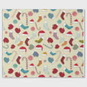 クリスマスのヴィンテージのギフトの包装紙 ラッピングペーパー (フラット)