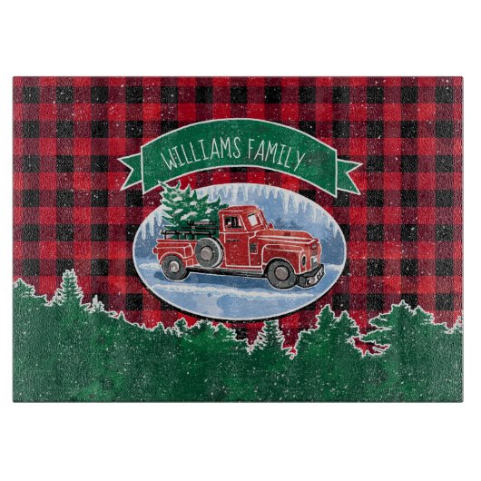 クリスマスのヴィンテージのトラックは加えます一流の15"をx11 " カッティングボード (正面)