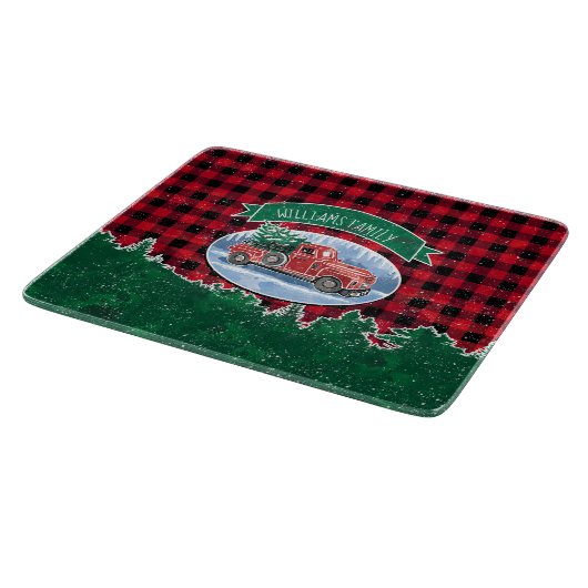 クリスマスのヴィンテージのトラックは加えます一流の6つをx 7" カッティングボード (角)