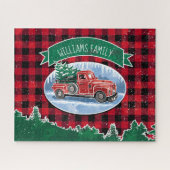 クリスマスのヴィンテージのトラックは名前を加えます ジグソーパズル (横)