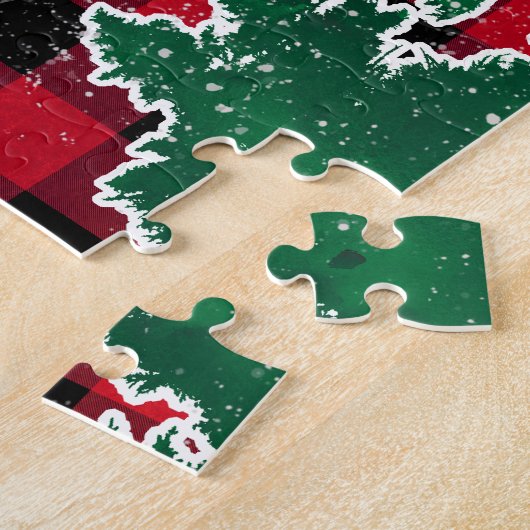 クリスマスのヴィンテージのトラックは名前を加えます ジグソーパズル (側面)