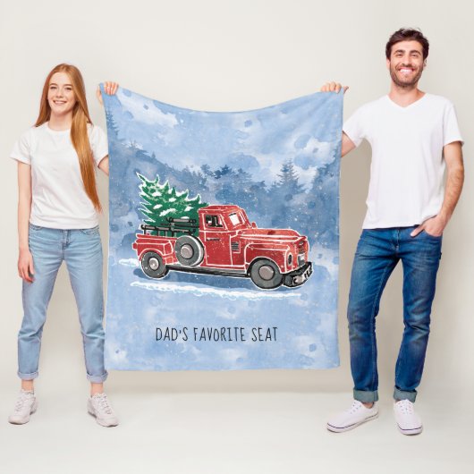 クリスマスのヴィンテージのトラック場面 フリースブランケット (インサイチュ)