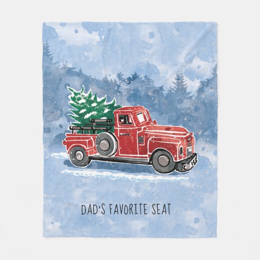 クリスマスのヴィンテージのトラック場面 フリースブランケット (正面)