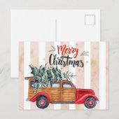 クリスマスのヴィンテージパネルトラック ポストカード (正面/裏面)