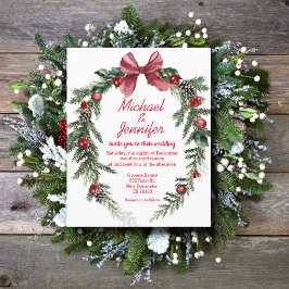クリスマスのヴィンテージリース 赤 結婚式 招待状