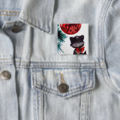 クリスマスのヴィンテージレトロ猫の反射のおもしろいボタン 缶バッジ (インサイチュ)