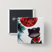 クリスマスのヴィンテージレトロ猫の反射のおもしろいボタン 缶バッジ (正面&裏面)