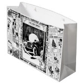 クリスマスのヴィンテージ新聞サンタのギフトバッグ ラージペーパーバッグ (裏面アングル)