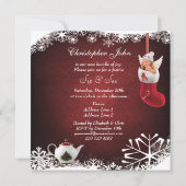 クリスマスの一口は及びベビー及びティーポットのベビーシャワーを見ます 招待状 (裏面)