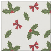 クリスマスの一般的なホリーの植物と赤い弓のパターン ファブリック (クローズアップ)