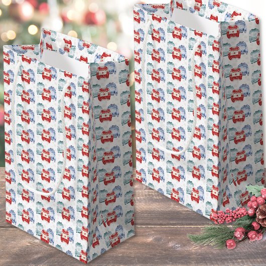 クリスマスの不格好なセーター柄のフェスティブクリスマス スモールペーパーバッグ