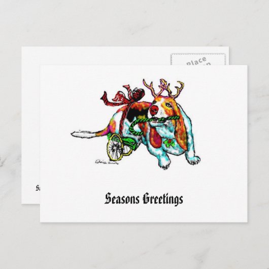 クリスマスの不能の猟犬の郵便はがき シーズンポストカード (正面/裏面)