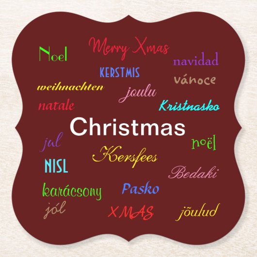 クリスマスの世界の赤いブラケッモダント ペーパーコースター (正面)