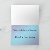 クリスマスの乱雑な骸骨が青い上に シーズンカード (内部)