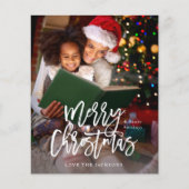 クリスマスの予算に優しいカリグラフィー 縦位置 写真入り W (正面)