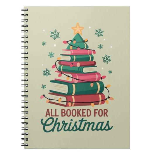 クリスマスの予約がすべて完了した司書 本好き ツリー ノートブック (正面)