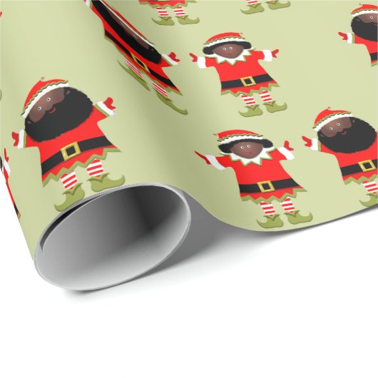 クリスマスの二人のエルフのプレゼント ラッピングペーパー (ロールコーナー)
