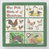 クリスマスの五鳥 ストーンコースター (正面)